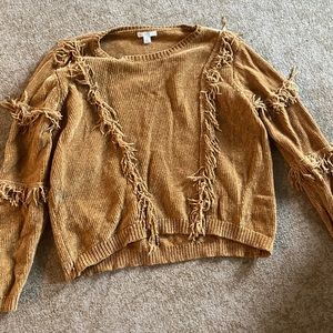Mustard fringe sweater!